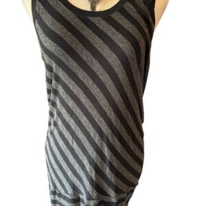 CAbi Black and Gray Diagonal Striped Tank Top